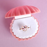 Pink Crystal Heart Ring with Velvet Box