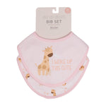 Baby Bib 2 piece - Pink Giraffe
