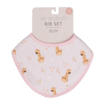 Baby Bib 2 piece - Pink Giraffe