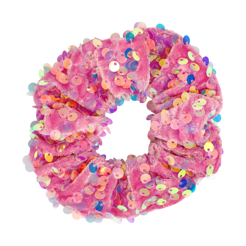 Sequin Velvet Hair Scrunchie - Pink