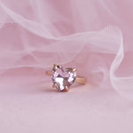 Pink Crystal Heart Ring with Velvet Box