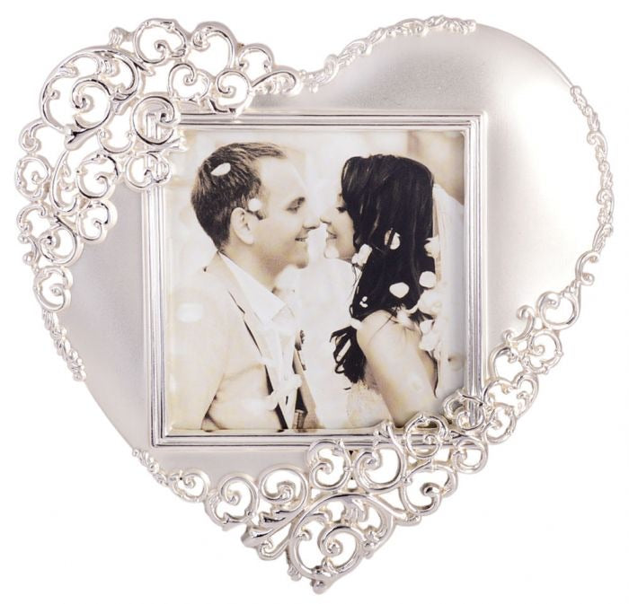 Silver Satin Heart Frame